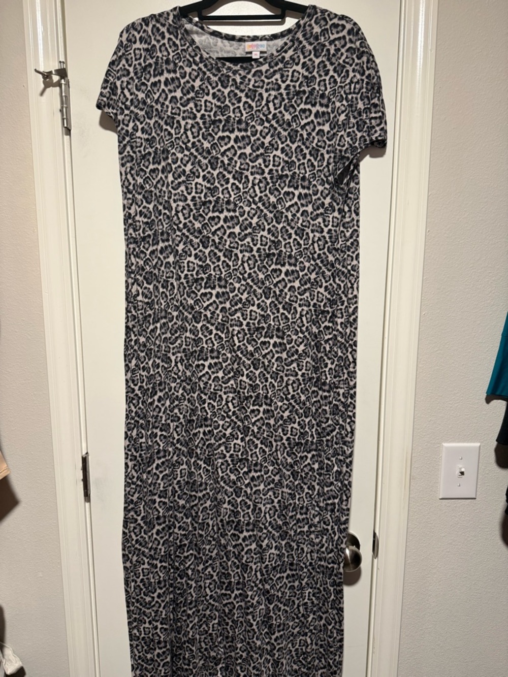 LuLaRoe Short Sleeve Leopard Print Maxi Dress - Black and Gray